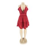 Women Sexy Sleeveless Backless Smocked Dress