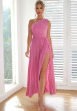Women Sexy Chic V-Neck Pleated Belt Dress