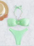 Women Solid Halter Neck Sexy Bikini