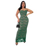 Women's Sexy Lace Strap Long Dress