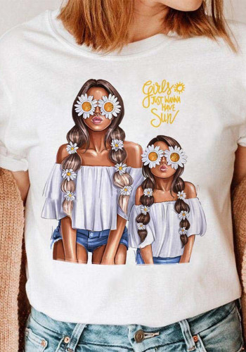 Spring And Summer Casual Loose Short Sleeve Mother's Day Mom Printed T-Shirt Women's Clothing