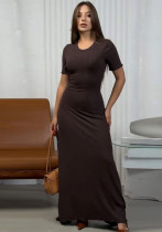 Women's Summer Fashion Solid Color Slim Fit Round Neck Short Sleeve Dress Women's Summer Fashion Solid Color Slim Fit Round Neck Short Sleeve Dress