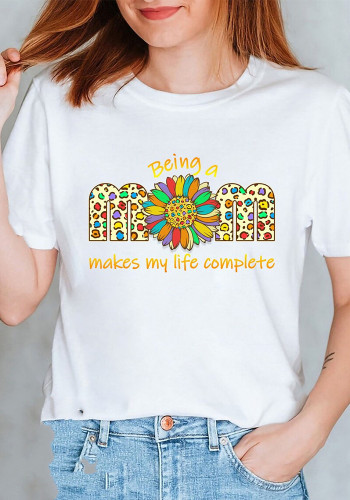 Thanks Mom Mother's Day Printed Short Sleeve Women's Tops T-Shirt