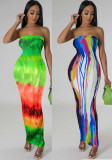 Women's  Print Strapless Nightclub Long Dress