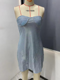 Spring And Summer Glitter Diamond Strap Mini Dress