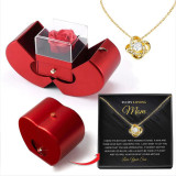 Preserved Flower Gift Box Four-Leaf Clover Necklace Female Apple Box Set Mother's Day Gift