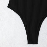 Solid Color One-Piece Flower One-Piece Swimsuit
