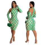 Fashionable Sleeveless Sequined Dress With Gloves