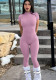 Women's Summer Fashion Solid Color Slim Fit Zipper Short Sleeve Jumpsuit