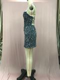 Women French Sequin Backless Bodycon Dress