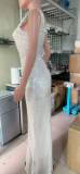 Women Sequin Off Shoulder Slit Dress