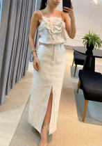 Women top and pocket skirt, two-piece set Women top and pocket skirt, two-piece set