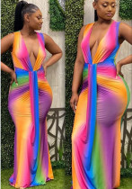 Women sexy v-neck sleeveless printed dress Women sexy v-neck sleeveless printed dress