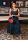 Plus Size Women Sleeveless Denim Dress