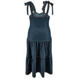 Plus Size Women Sleeveless Denim Dress