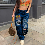 Women's Spring Summer High Waist Slim Fit Denim Pants