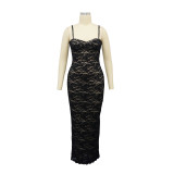 Women's Sexy Lace Strap Long Dress