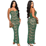 Women's Sexy Lace Strap Long Dress