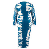 Plus Size Women Off Shoulder Long Sleeve Dress