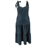 Plus Size Women Sleeveless Denim Dress