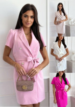 Women summer v-neck double-breasted dress