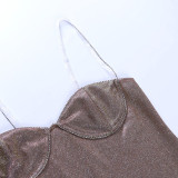 Spring And Summer Glitter Diamond Strap Mini Dress