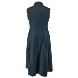 Plus Size Women Button Cardigan Denim Dress