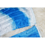 Fashion Women's V-Neck Print Pleated Casual Jumpsuit