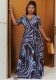 Plus Size Women Bohemian Tie Dye Casual Slit Beach Short Sleeve Dress