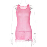 Women's Summer Fashion Sexy Round Neck Sleeveless Dress