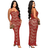 Women's Sexy Lace Strap Long Dress