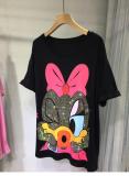 Plus Size Women Summer Beaded Loose Short Sleeve T-Shirt