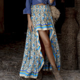 Women printed irregular skirt