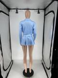 Women's Washed Printed Shirt Vest Pleated Mini Skirt Three-Piece Set