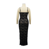 Women's Sexy Lace Strap Long Dress