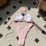 Women Sexy Drawstring Lace-Up Two Pieces swimwear