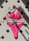 Women Solid Sexy Shell Chain swimwear