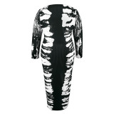 Plus Size Women Off Shoulder Long Sleeve Dress
