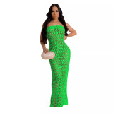 Women's Knitting Strapless Sequined Hollow Beach Dress