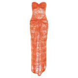 Summer Women's Fashionable And Sexy Lace See-Through Bodycon Dress
