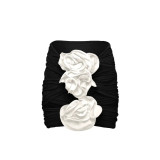 Women's Flower Decoration Hollow Solid Color Sexy One-Piece Swimsuit Skirt Set