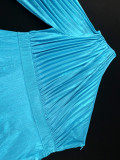 One-Shoulder Pleated Sleeve Formal Party Dresses