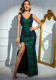 Sexy Retro Green Sequin Dress Women's Long Dress Evening Gown