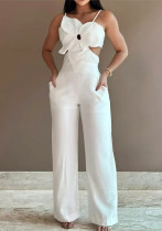 White Floral Strap Jumpsuit White Floral Strap Jumpsuit