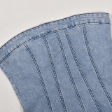 Spring Summer Sexy Strapless Denim Dress