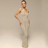 Women's Spring Summer Style Low Back Sexy Knitting Beach Blouse Dress