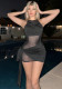 Sexy Sleeveless Irregular Mesh See-Through Nightclub Dress
