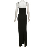 Women's Spring Summer Style Chic Lace Patchwork Strap Long Sexy Slim Dress