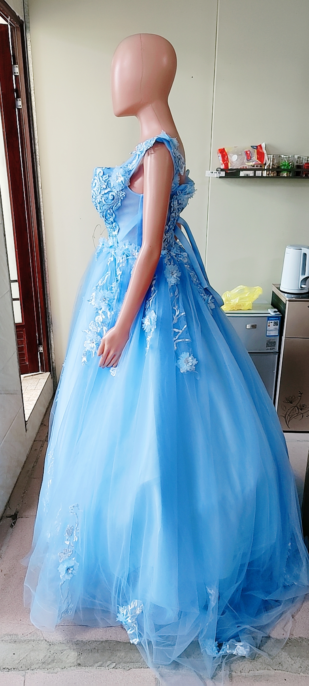 Bridal Off Shoulder Tail Wedding Gown Formal Party Princess Dress(Processing time need 3-6 days)