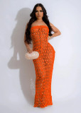 Women's Knitting Strapless Sequined Hollow Beach Dress
